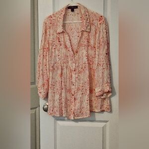 Floral Button-Up Blouse By Gloria Vanderbilt, Size XL